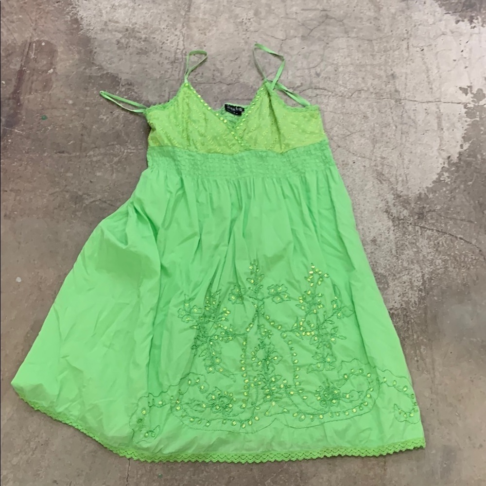 Vintage y2k babydoll crossover beaded midi dress